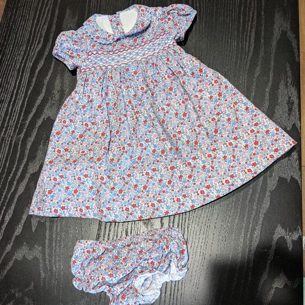 Floral toddler girl smocked dress